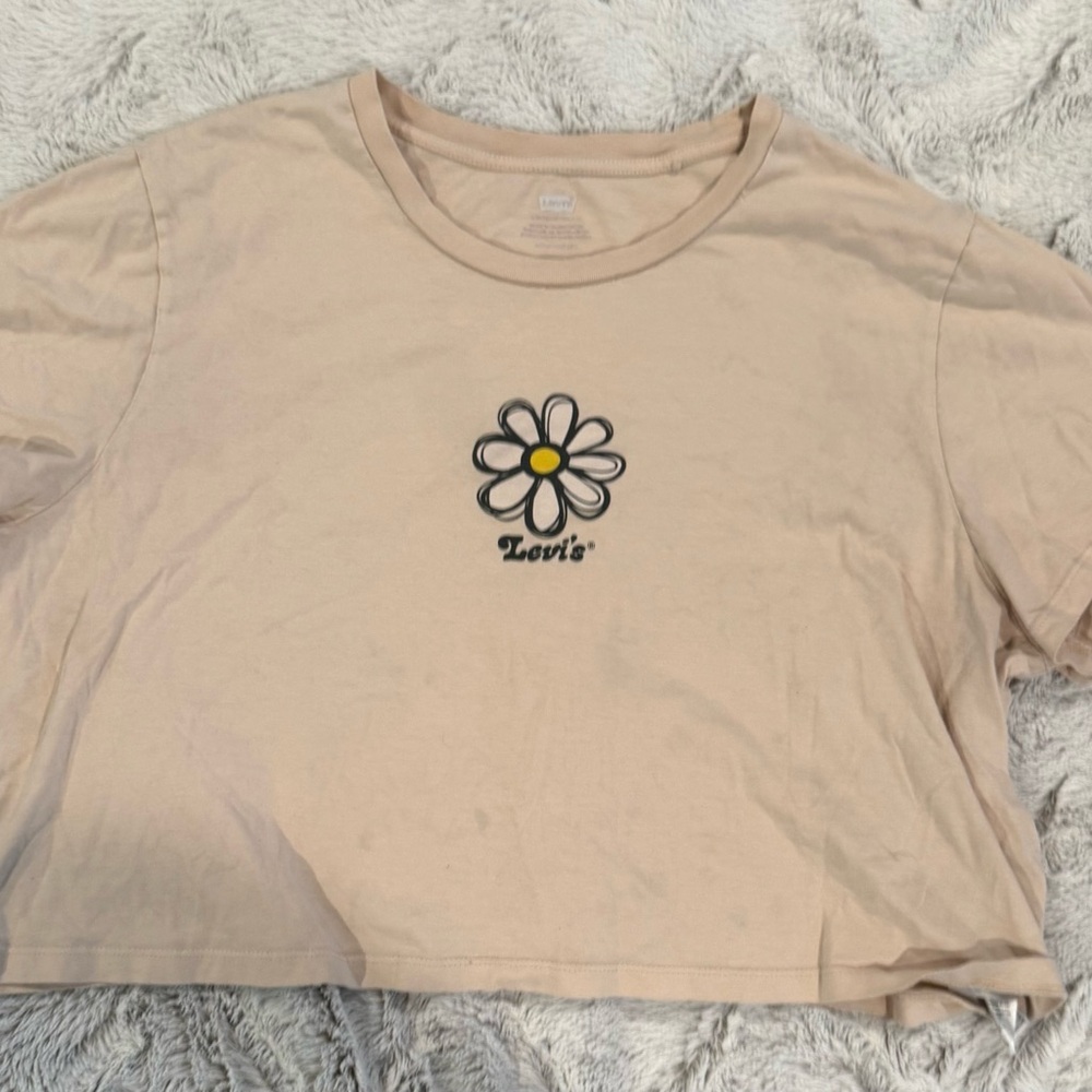 Levi's Tan Flower Graphic Oversized Crop T-Shirt